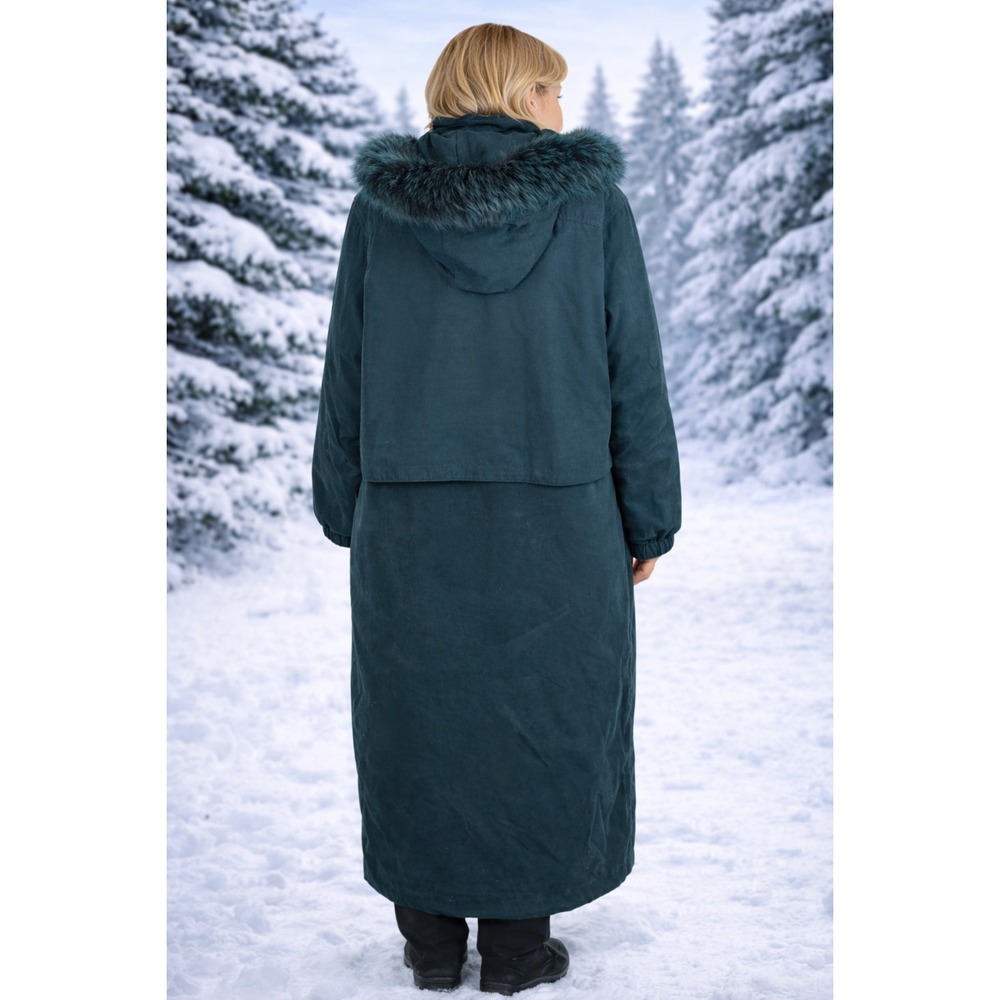 Bromley Sport Real Down Vintage Hunter Green Full Length 80% Down Filled Coat L - Picture 2 of 10